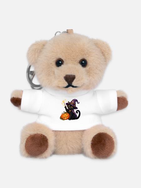 Halloween-Zaubererkatze - Teddy Schlüsselanhänger - Weiß