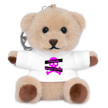 CHAYAS GEGEN RECHTS, PINK SKULL TOTENKOPF, FCK NZS - Teddy Schlüsselanhänger - Weiß - Vorne