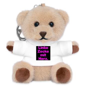 LINKE ZECKE MIT HERZ PINKES STATEMENT GEGEN RECHTS - Teddy Schlüsselanhänger - Weiß - Vorne