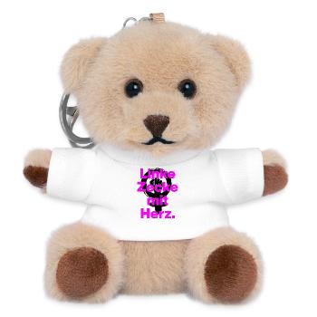 LINKE ZECKE MIT HERZ, ANTIFASCHISMUS, GEGEN RECHTS - Teddy Schlüsselanhänger - Weiß - Vorne