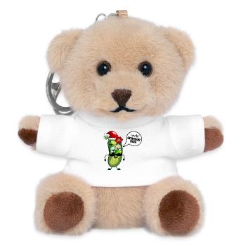 Weihnachten Stress Gurke - Teddy Schlüsselanhänger - Weiß - Vorne