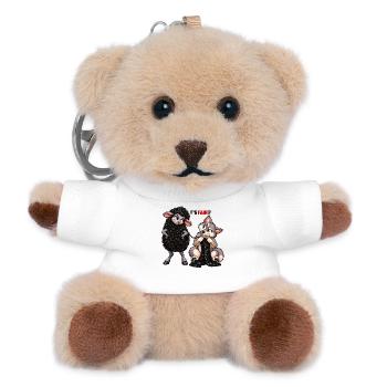 Schaf und Wolf – Strickhumor - Teddy Schlüsselanhänger - Weiß - Vorne