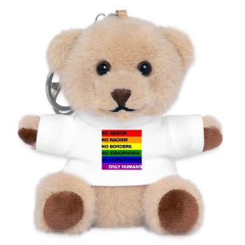 NO SEXISM NO RACISM NO BORDERS ONLY HUMANS NO NZS - Teddy Schlüsselanhänger - Weiß - Vorne