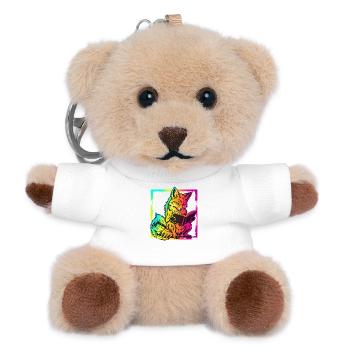 Lesender Fuchs – Neon Pop Art Bücherliebe - Teddy Schlüsselanhänger - Weiß - Vorne
