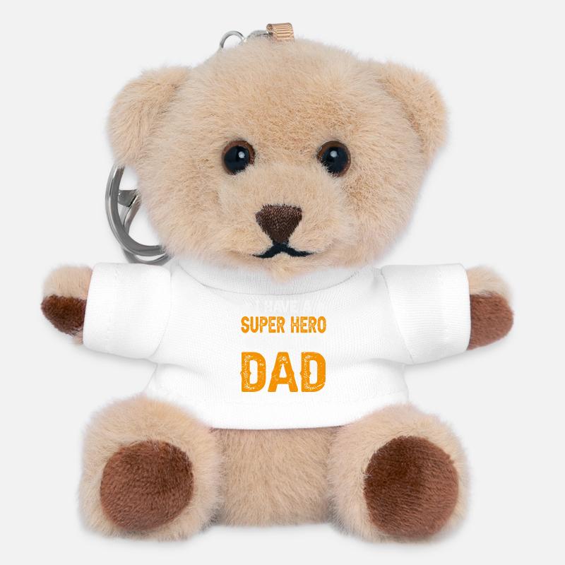 Dad super hero - Teddy Keyring - white