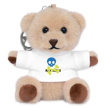 Neonblauer Totenkopf und gekreuzte Knochen - Teddy Schlüsselanhänger - Weiß - Vorne