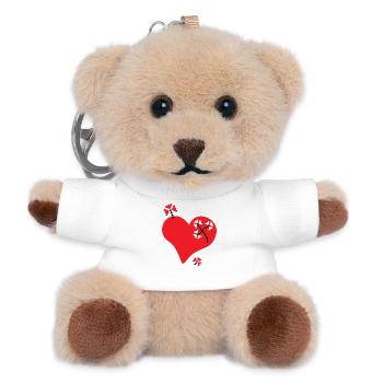 Heart and Flowers - Traditional Romanian pattern - Teddy Keyring - white - Front
