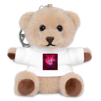 Neon Heart in Dark Red - Teddy Keyring - white - Front