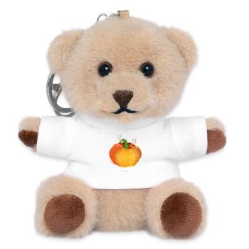 orangefarbener Kürbis in herbstliche Farben - Teddy Schlüsselanhänger - Weiß - Vorne