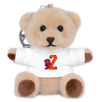2. Geburtstag Junge 2 Jahre alt Ninja - Teddy Schlüsselanhänger - Weiß - Vorne