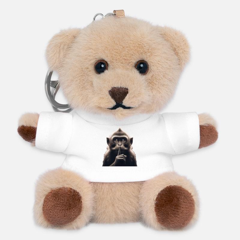 Ein schweigender Affe - Teddy Schlüsselanhänger - Weiß