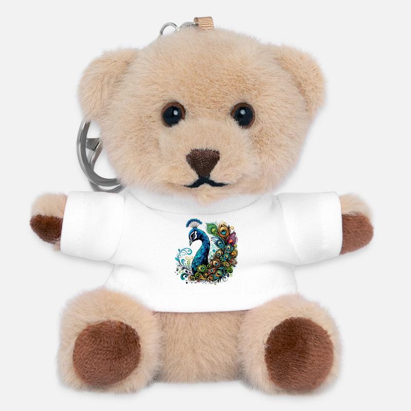 Paon - Porte-clés ourson - blanc