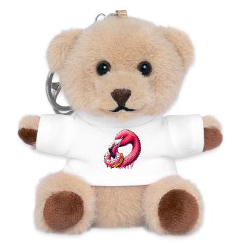 funny feast for the eyes - flamingo with donut - Teddy Keyring - white - Front