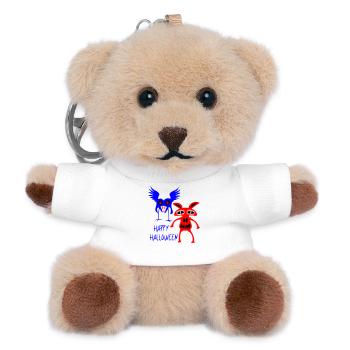 Gruselig-bunte Halloween-Monster - Teddy Schlüsselanhänger - Weiß - Vorne