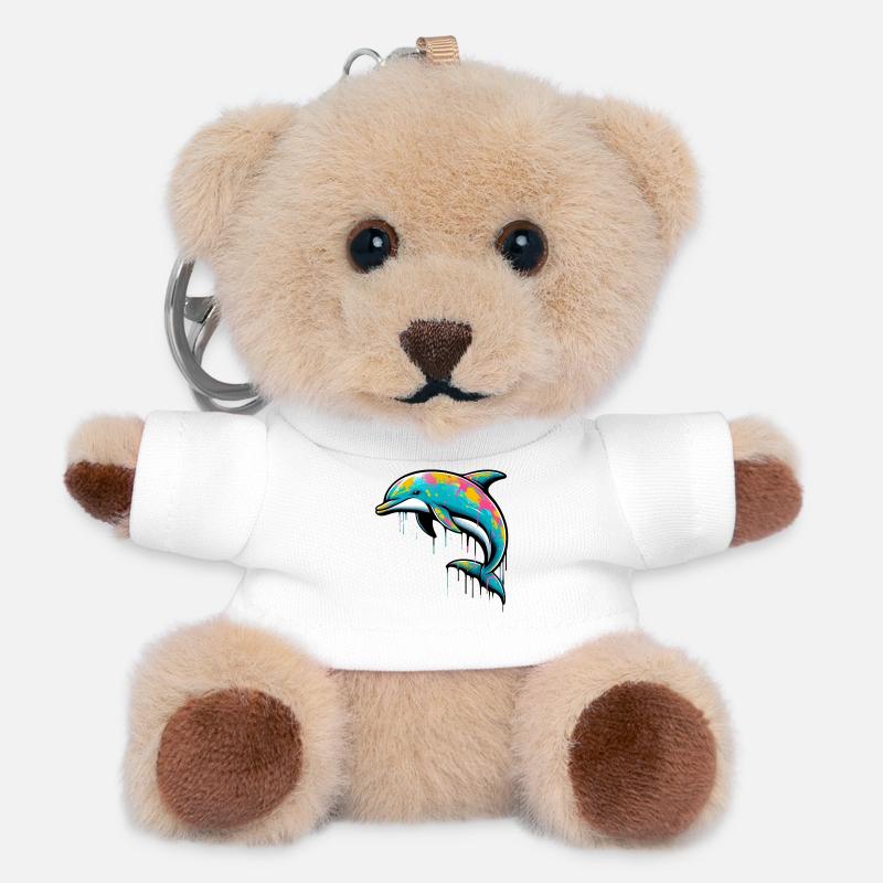 Delfin - Teddy Schlüsselanhänger - Weiß