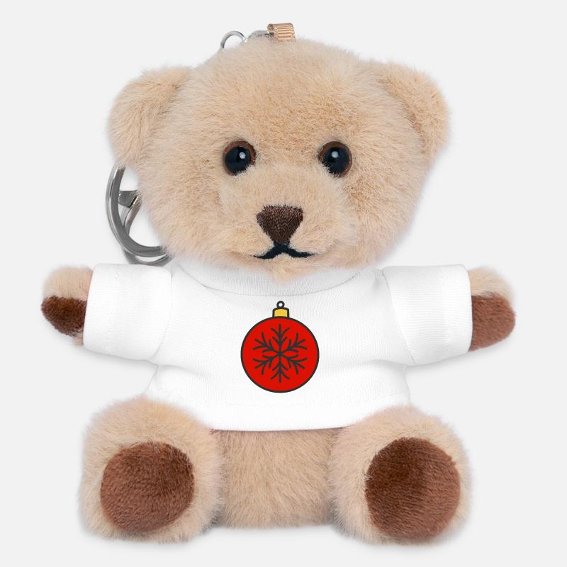 Bauble - Teddy Keyring - white