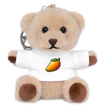 Bunte Mango mit grünem Blatt - Teddy Schlüsselanhänger - Weiß - Vorne