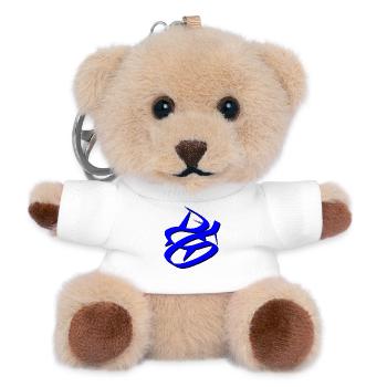 Dynamisches blaues Graffiti-Design - Teddy Schlüsselanhänger - Weiß - Vorne