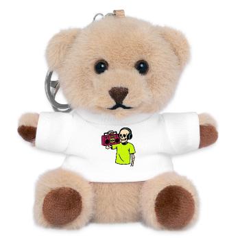 Neon Skelett mit Boombox – Retro Hip-Hop Vibes - Teddy Schlüsselanhänger - Weiß - Vorne