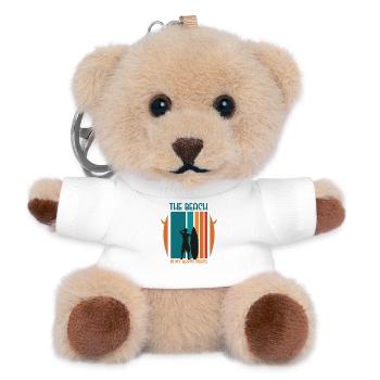 Beach Day Adventure with Surfer Silhouette - Teddy Keyring - white - Front