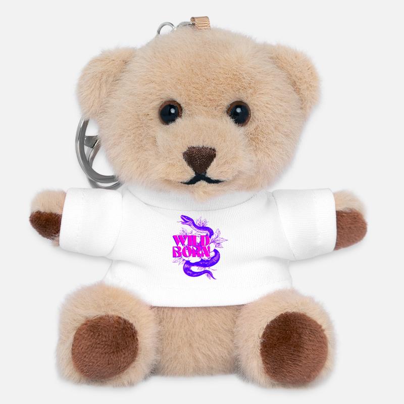 Wild Born Neon Snake with Bold Text - Teddy Keyring - white