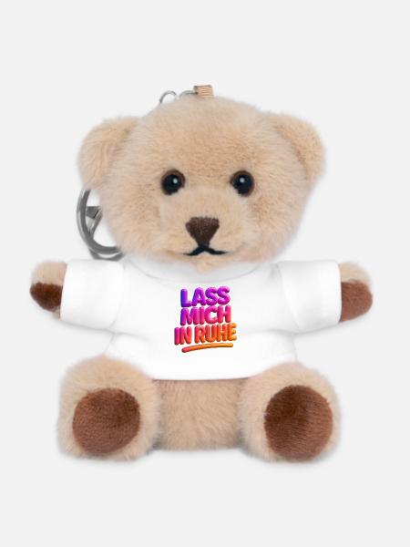 Lass Mich In Ruhe Neon 3D Typografie - Teddy Schlüsselanhänger - Weiß
