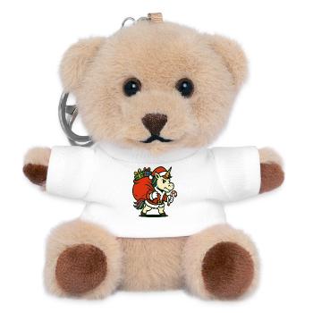 Licorne du Père Noël Fort avec Sac Cadeau - Porte-clés ourson - blanc - Devant