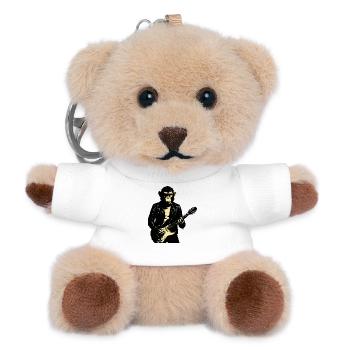 Rock Monkey Gitarrist in Leder - Teddy Schlüsselanhänger - Weiß - Vorne