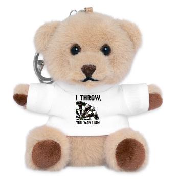 Darts Fun Hoodie, Shirt "I Throw, you want me" - Teddy Schlüsselanhänger - Weiß - Vorne