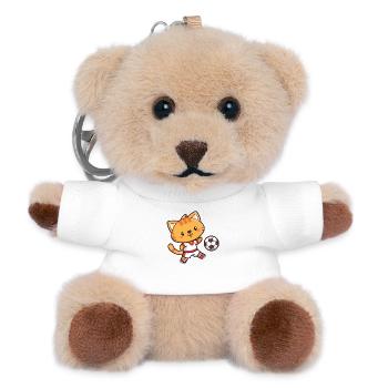 Kitten Football Cartoon in Action - Teddy Keyring - white - Front