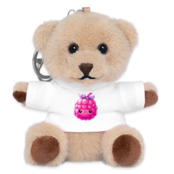Kawaii Himbeere Kuschelcharakter - Teddy Schlüsselanhänger - Weiß - Vorne