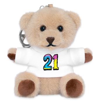 21 Number Colorful - Teddy Keyring - white - Front
