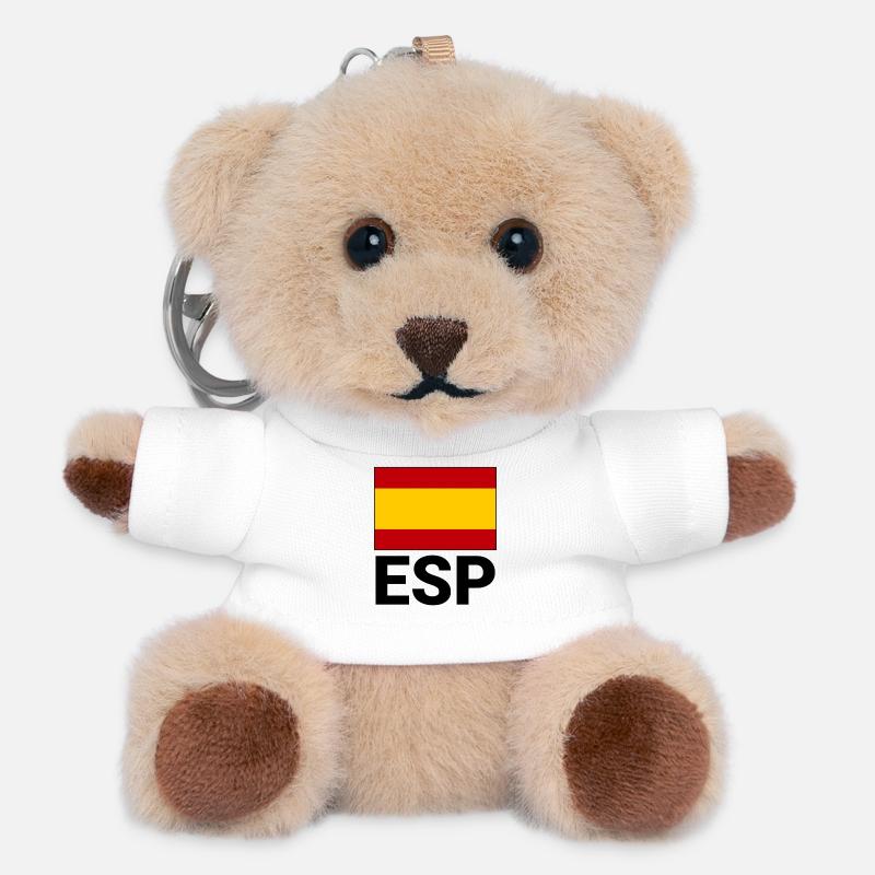 Drapeau sportif espagnol avec abréviation ESP - Porte-clés ourson - blanc