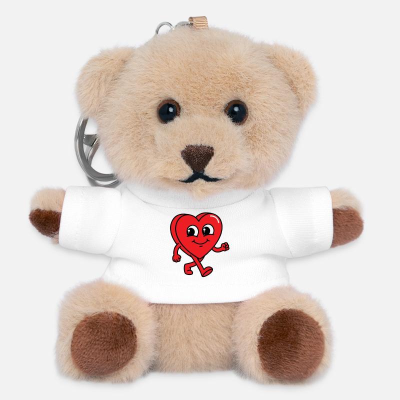 Gehendes Herz - Teddy Schlüsselanhänger - Weiß