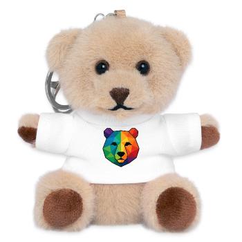 Colorful pop art low poly bear - Teddy Keyring - white - Front