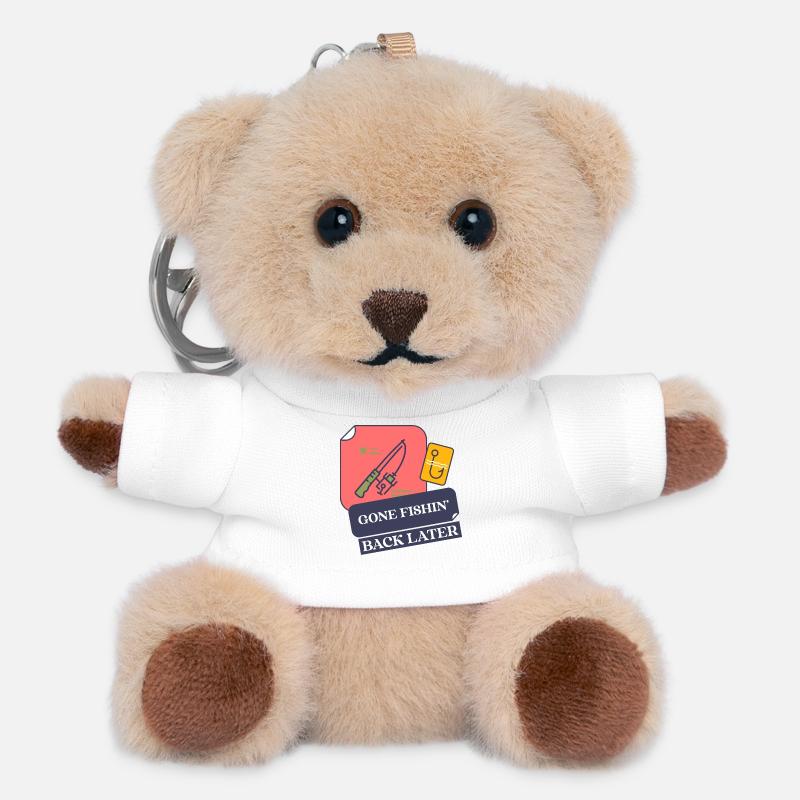 Gone Fishing, Back Later - Teddy Keyring - white