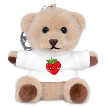 Fraise mignonne - Porte-clés ourson - blanc - Devant