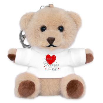 Für DICH zum Geburtstag Liebe - Teddy Schlüsselanhänger - Weiß - Vorne