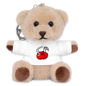 Cerises avec ver - Porte-clés ourson - blanc - Devant