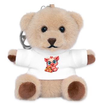 Nerd Pig Cartoon Pizza Pizza Lover - Teddy Keyring - white - Front