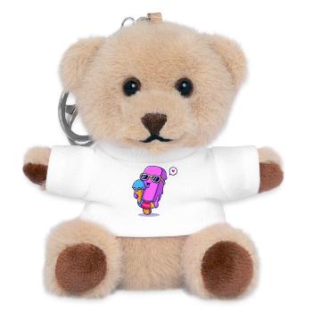 Pink Popsicle in Sunglasses - Teddy Keyring - white - Front