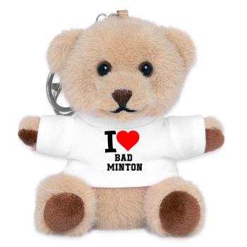I Love Badminton - Teddy Keyring - white - Front