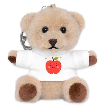 Funny Red Kawaii Apple – Cute Fruit - Teddy Keyring - white - Front