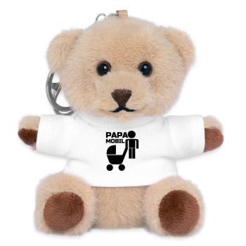 Papa Mobil Vater, Familie, Kind, Geschenk Vatertag - Teddy Schlüsselanhänger - Weiß - Vorne