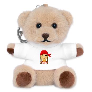 Pirate girl with no teeth - Teddy Keyring - white - Front
