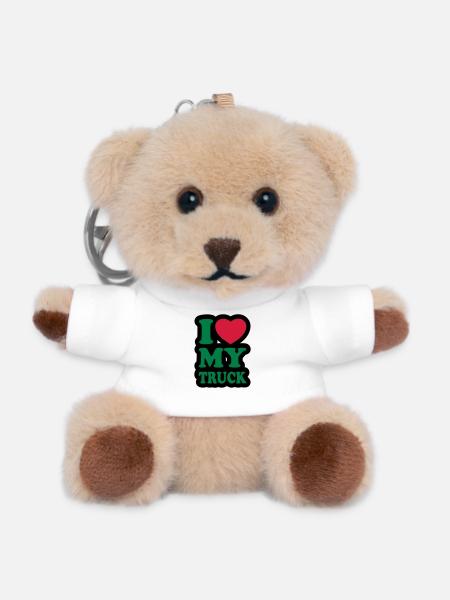 I love my truck - Ich liebe meinen LKW - Teddy Schlüsselanhänger - Weiß