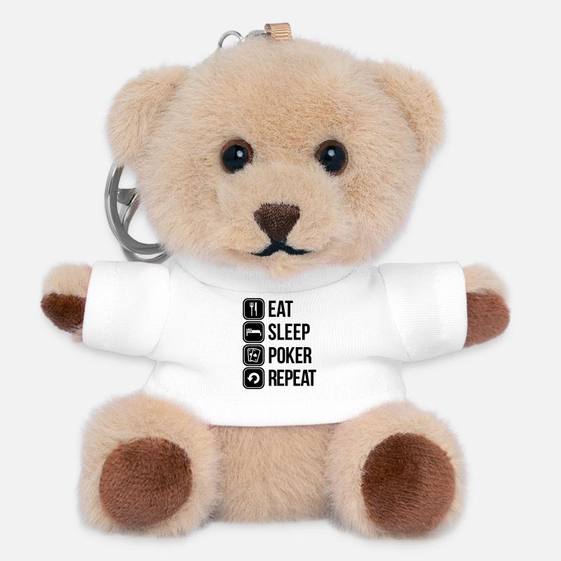 eat sleep poker repeat - Teddy Keyring - white