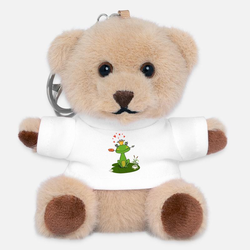 Charming frog with crown and heart - Teddy Keyring - white