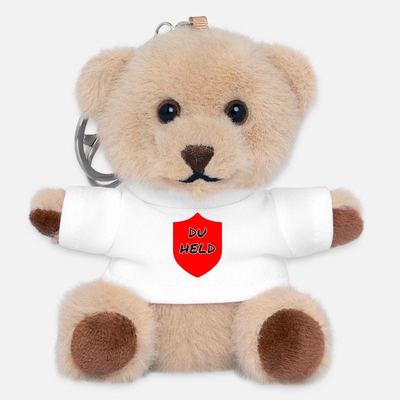 Du Held Schild - Teddy Schlüsselanhänger - Weiß