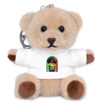Vivid Rainbow Portrait Art - Teddy Keyring - white - Front